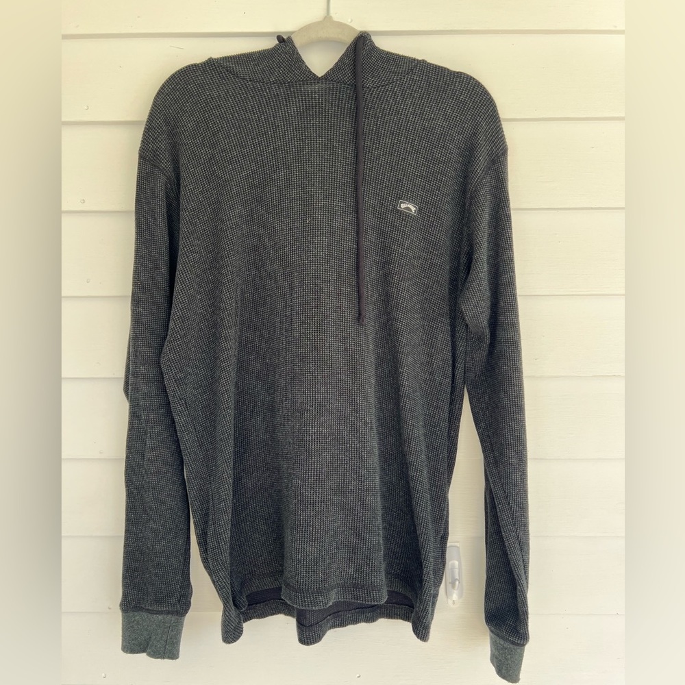 Billabong size L men’s long sleeve hooded waffle shirt. Black/ grey wash.